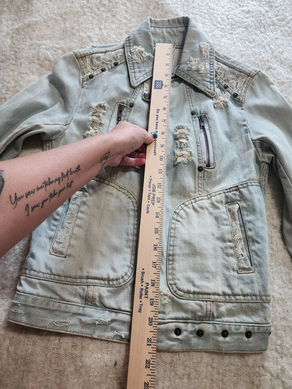 Forever Love Distressed Denim Y2K JacLight Wash Distressed Denim Jacket - Women